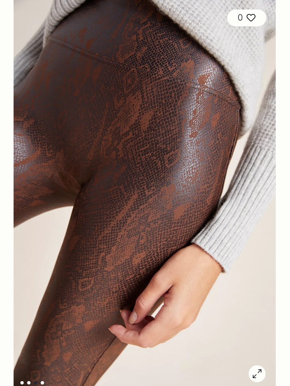 Spanx Women's Snake-Printed Faux Leather Leggings Brown Snakeskin Shapewear